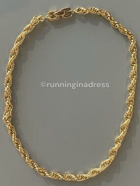 Authentic Vintage Givenchy 18" Gold Twisted Rope Chain Necklace 4G Clasp